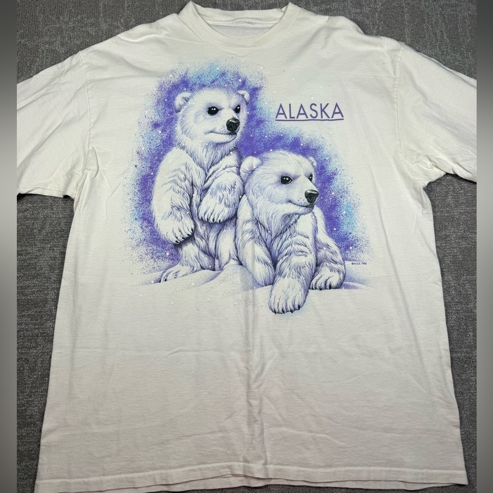 Vintage Alaska Baby Polar Bear Single Stitch T Shirt Nature Read Below